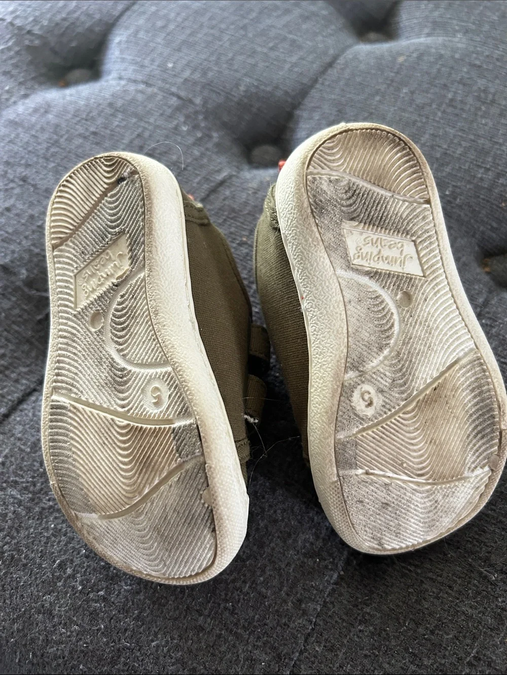 jumping beans Olive Green Canvas Sneakers with Orange Pull Tab
